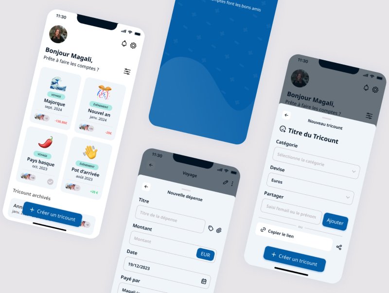 Tricount - Écrans de la refonte